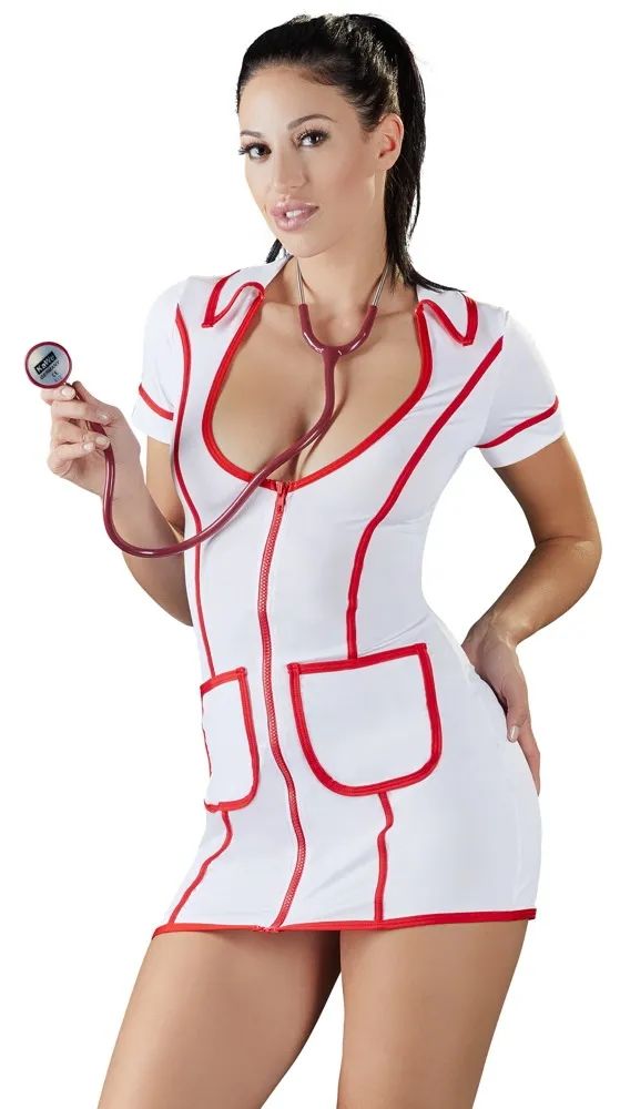 Сексуальное платье медсестры на молнии - фото 301636