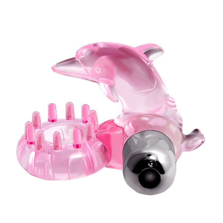 Розовое виброкольцо-дельфин с шипами - фото 135040