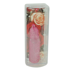 Закрытая розовая насадка на пенис с пупырышками - 10 см. - фото 135064