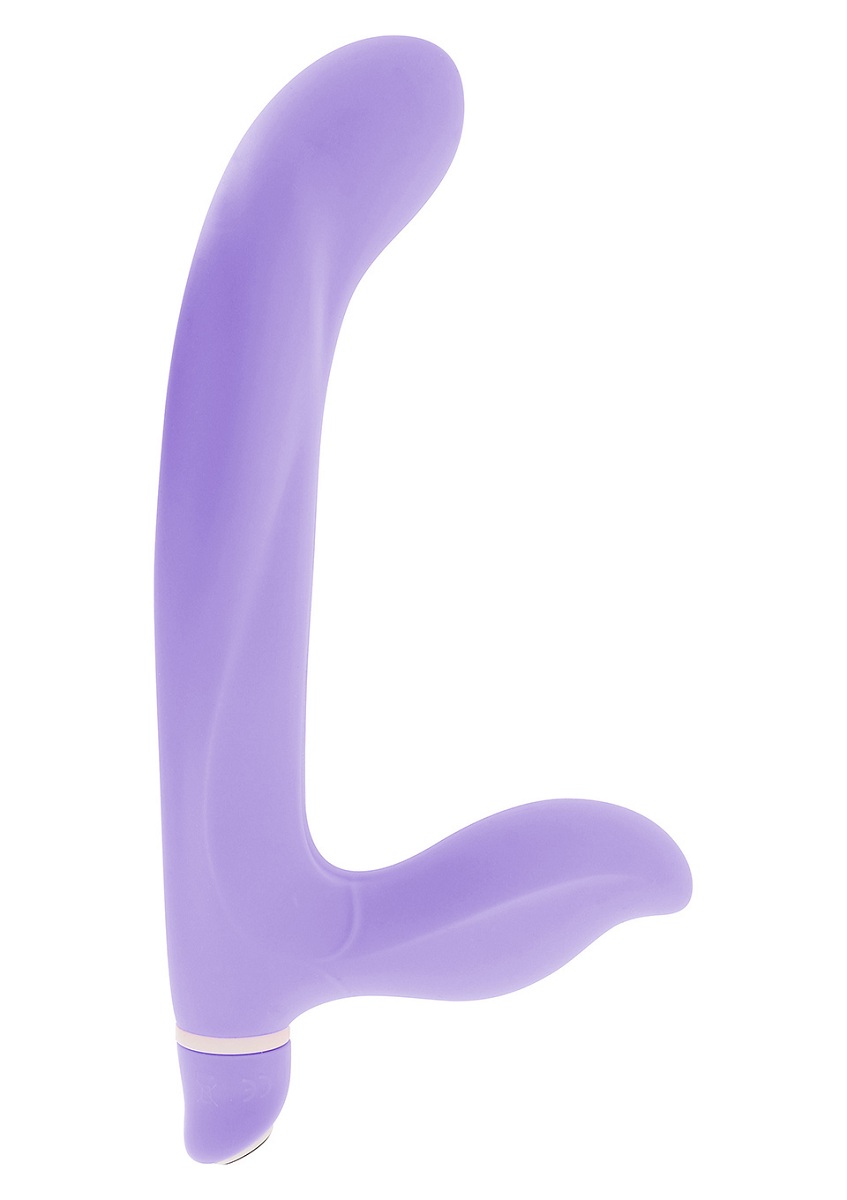 Фиолетовый безремневой страпон Wishbone с вибрацией - 21 см. - фото 242528