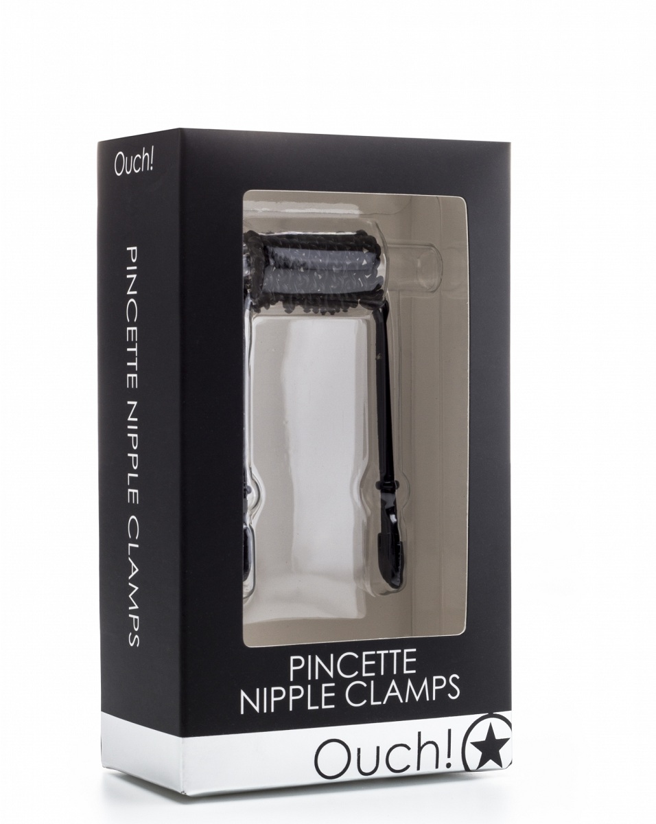 Чёрные клипсы на соски с цепочкой - фото 135490