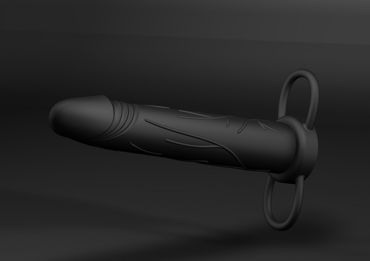 Чёрная насадка на пенис Realistic Treasure - фото 135506