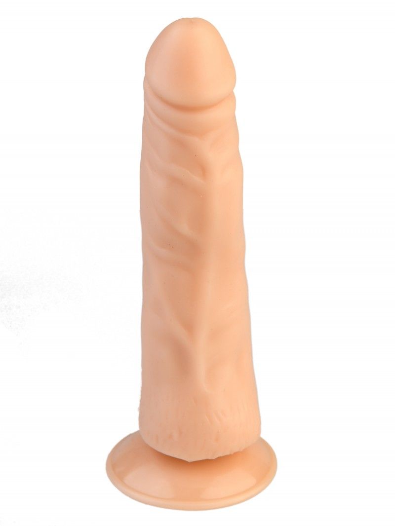 Реалистичный вибратор на присоске с выносным пультом - 17 см. - фото 135693