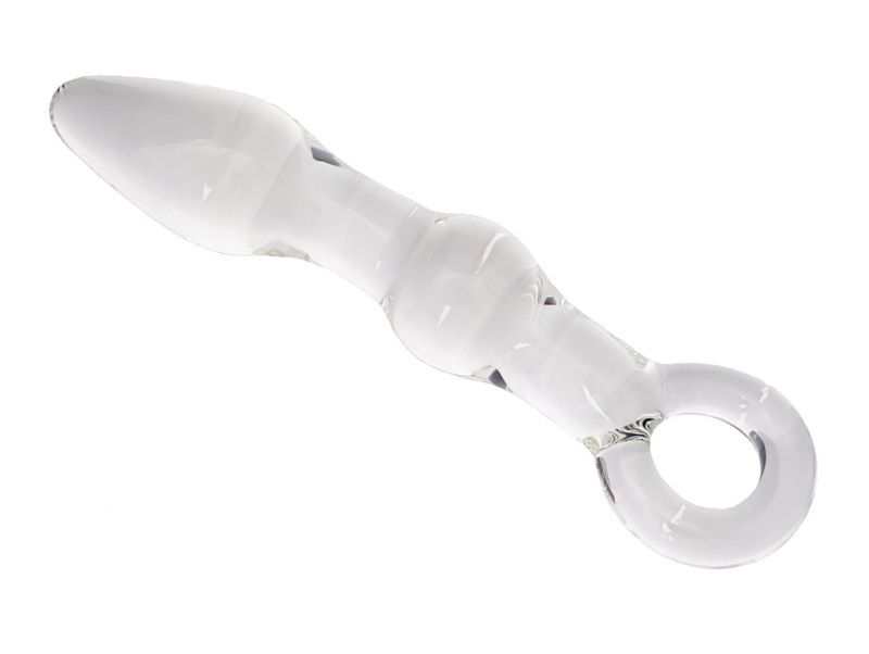 Стеклянная анальная втулка с ручкой-кольцом - 18 см. - фото 135953 Стеклянная анальная втулка с ручкой-кольцом - 18 см. - фото 135953