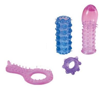 Набор из 4 разноцветных желейных насадок Super Pleasure Set - фото 136184 Набор из 4 разноцветных желейных насадок Super Pleasure Set - фото 136184