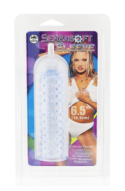 Голбуая насадка с шипами и усиками SENSASOFT SLEEVE BLUE - 16,5 см. - фото 136195 Голбуая насадка с шипами и усиками SENSASOFT SLEEVE BLUE - 16,5 см. - фото 136195