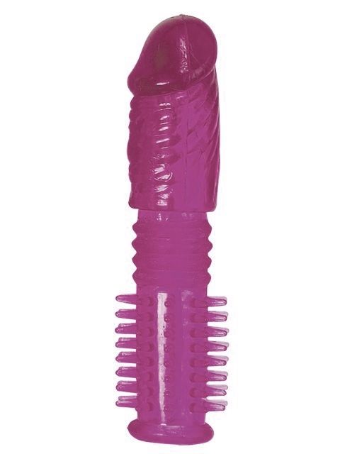 Закрытая розовая насадка-ёршик с рельефом - 16,5 см. - фото 136197