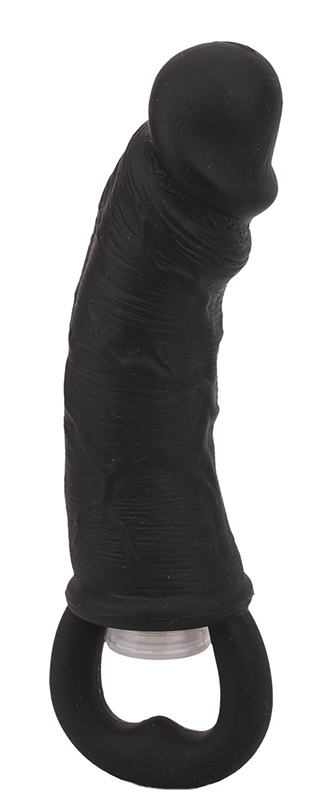 Чёрная вибровтулка-фаллос Erotic Loop Tuggers Hard Core - 11,4 см. - фото 136650