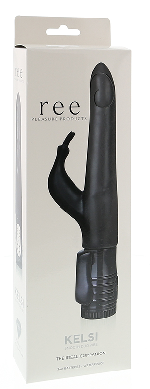 Чёрный вибратор с клиторальным стимулятором Kelsi - 18,5 см. - фото 136270 Чёрный вибратор с клиторальным стимулятором Kelsi - 18,5 см. - фото 136270