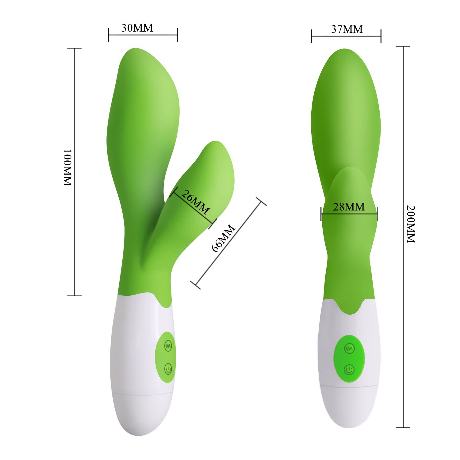 Зеленый вибратор Owen с клиторальным отростком - 20 см. - фото 136711
