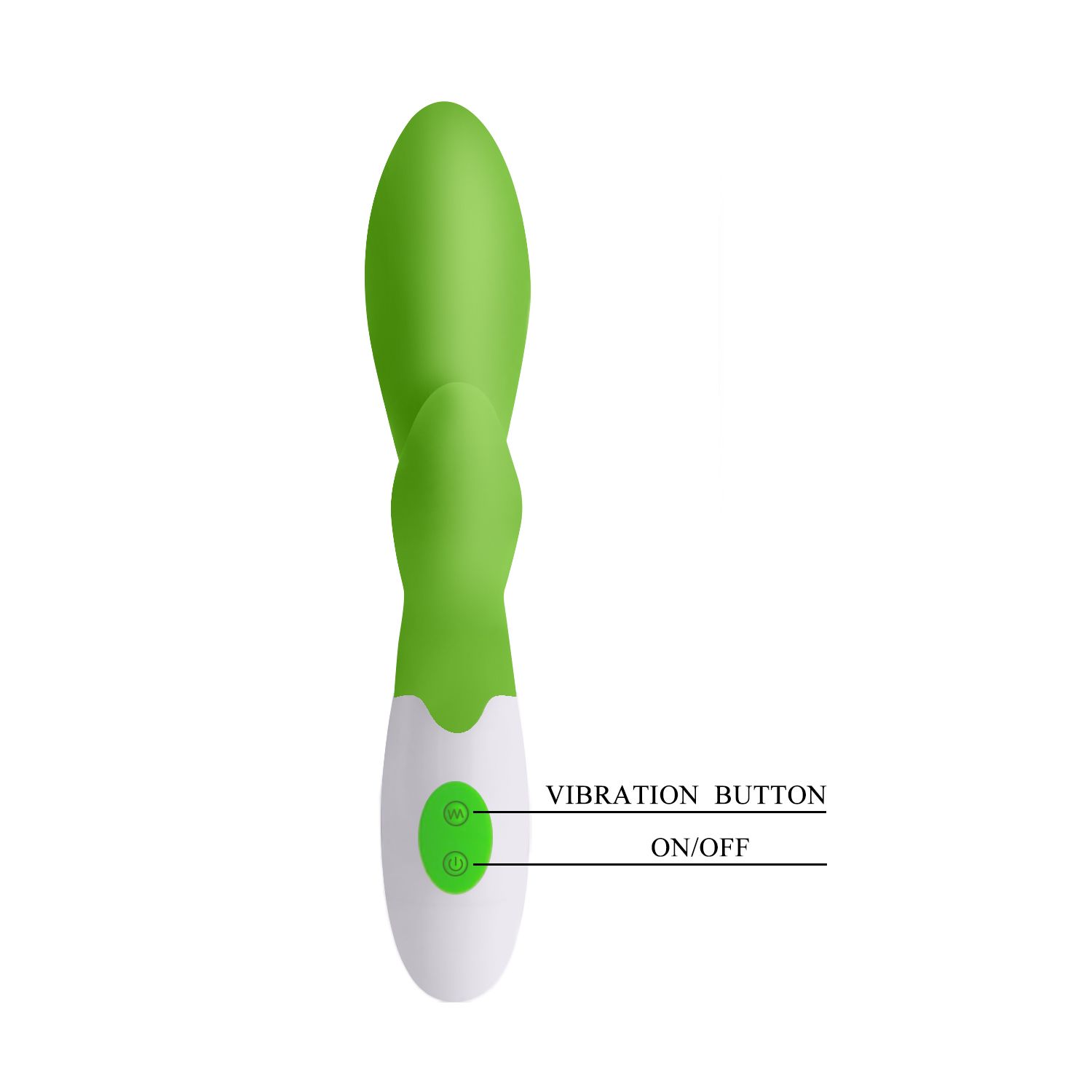 Зеленый вибратор Owen с клиторальным отростком - 20 см. - фото 136712
