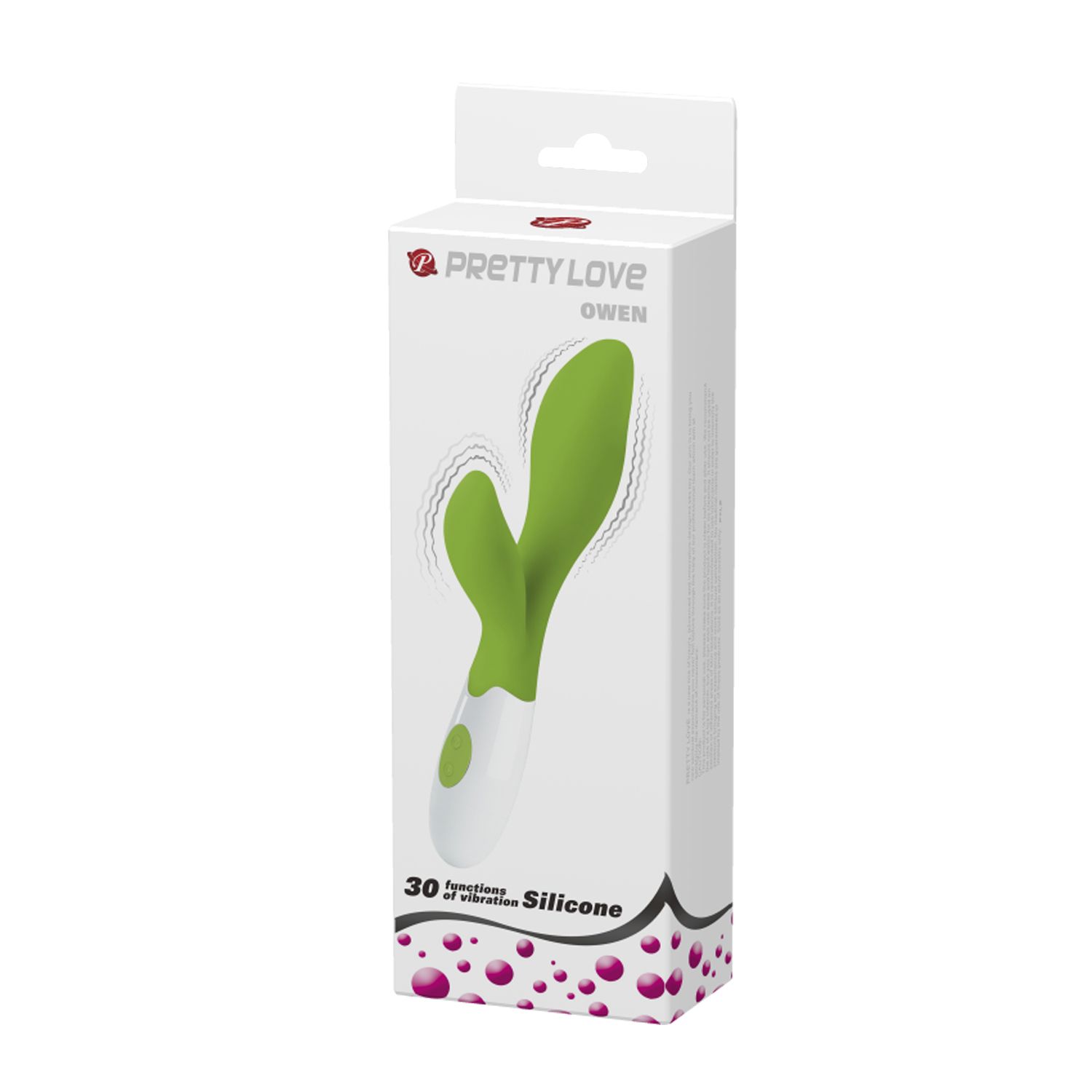 Зеленый вибратор Owen с клиторальным отростком - 20 см. - фото 136714