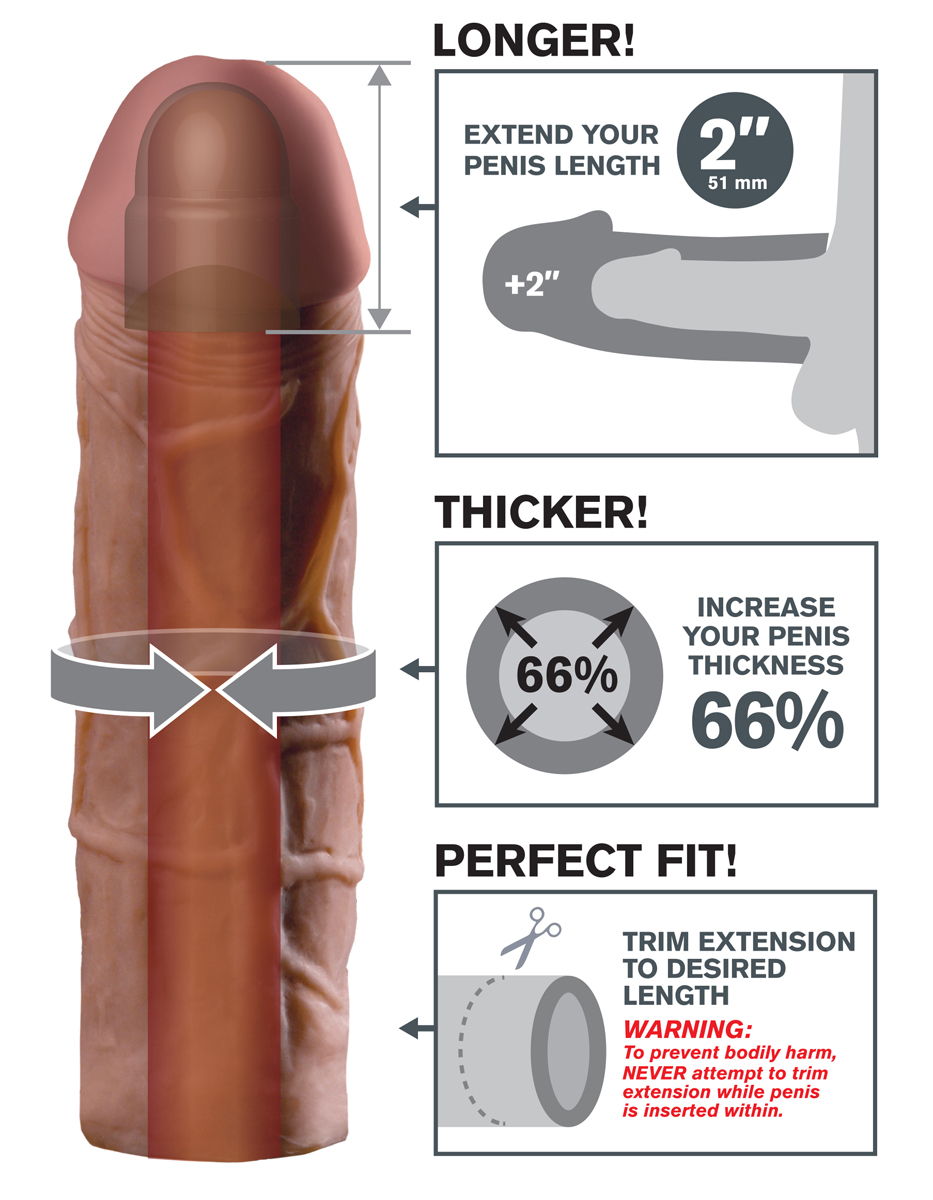 Коричневая насадка Mega 2 Extension - 20,3 см. - фото 137040 Коричневая насадка Mega 2 Extension - 20,3 см. - фото 137040