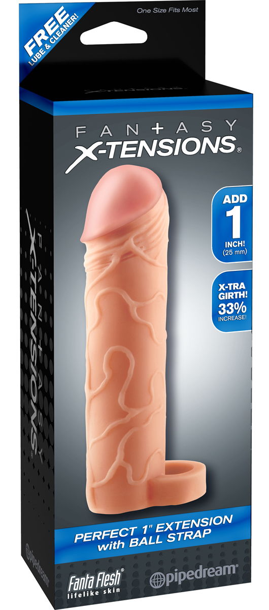 Телесная насадка с кольцом Perfect 1 Extension with Ball Strap - 17 см. - фото 137061