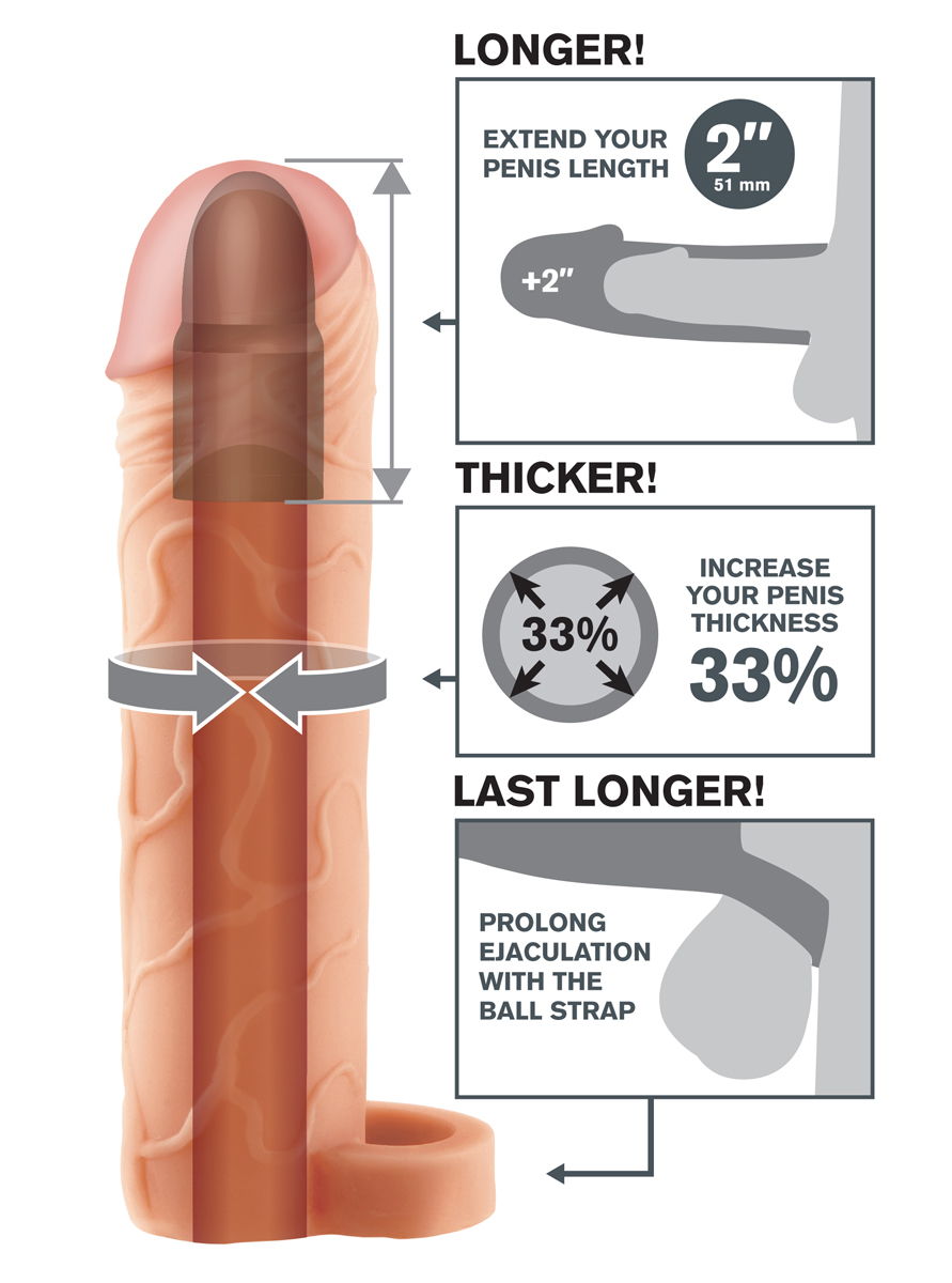 Телесная насадка с кольцом Perfect 2 Extension with Ball Strap - 19 см. - фото 137065 Телесная насадка с кольцом Perfect 2 Extension with Ball Strap - 19 см. - фото 137065