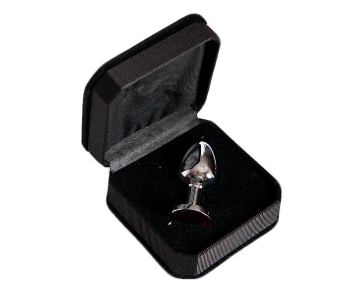 Малая серебристая анальная втулка с красным кристаллом - 6 см. - фото 183500 Малая серебристая анальная втулка с красным кристаллом - 6 см. - фото 183500