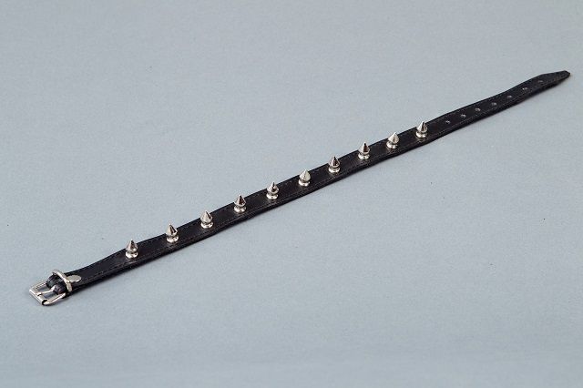 Узкий декорированный шипами ошейник - фото 137747