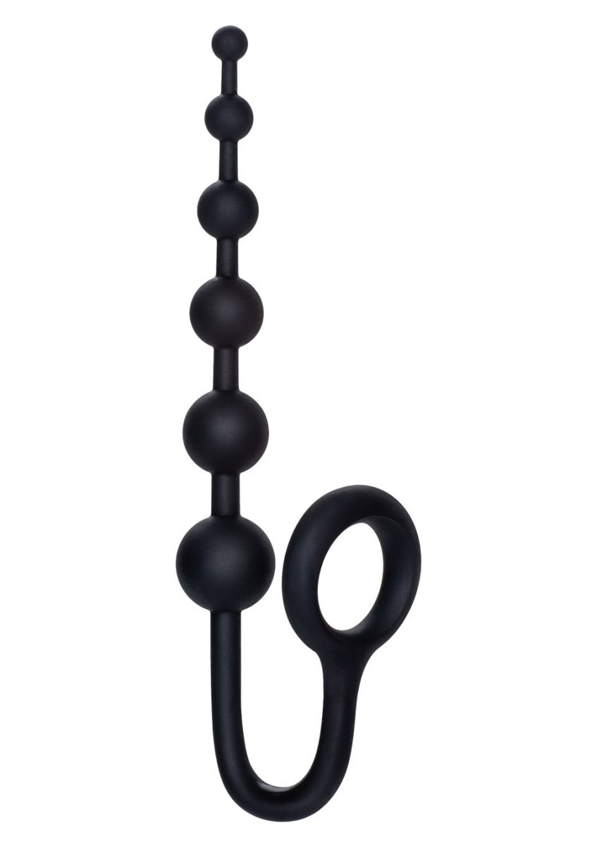 Чёрный анальный стимулятор с кольцом COLT BUDDY BALLS - 18,5 см. California Exotic Novelties SE-6865-50-2