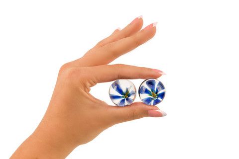 Вагинальные шарики TLC CyberGlass Ben Wa Balls Blue Blossom - фото 138255