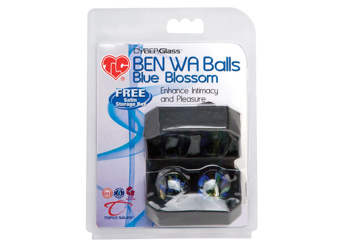 Вагинальные шарики TLC CyberGlass Ben Wa Balls Blue Blossom - фото 138254