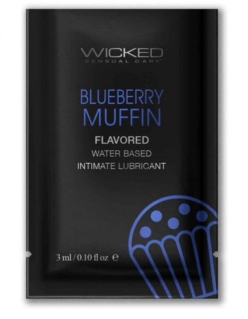 Лубрикант на водной основе с ароматом черничного маффина Wicked Aqua Blueberry Muffin - 3 мл. Wicked SAM90450