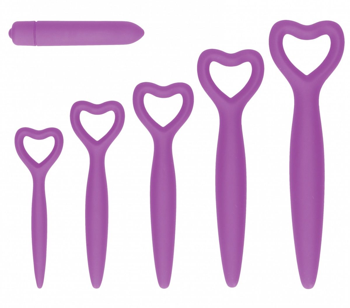 Набор фиолетовых вагинальных расширителей с вибропулей Silicone Vaginal Dilator Set - фото 341949