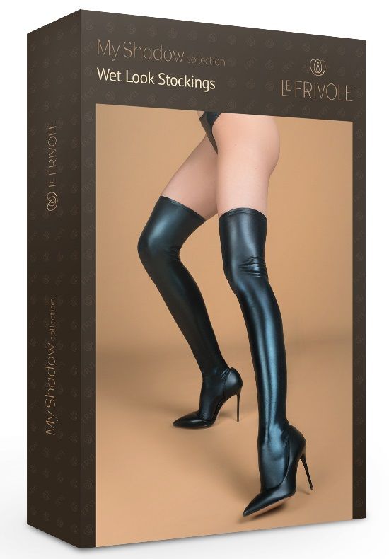 Эффектные облегающие чулки из материала wet look (s/m) - фото 524167