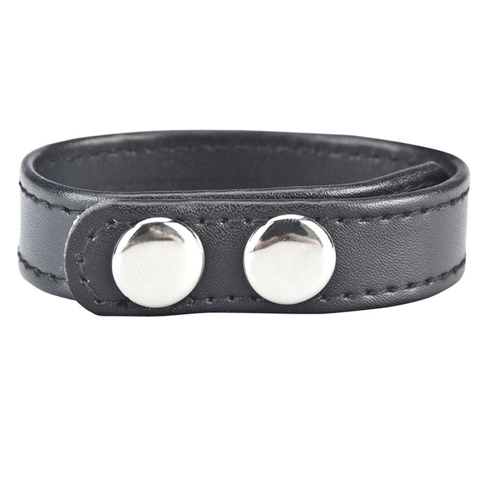 Кольцо на пенис SNAP COCK RING из искусственной кожи на клепках - фото 138768