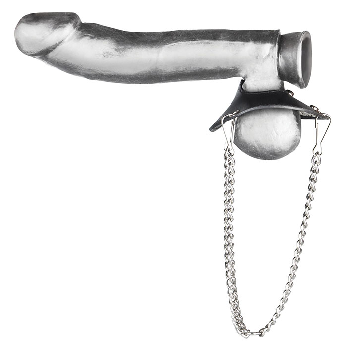 Утяжка для мошонки из искусственной кожи с цепочками PARACHUTE BALL STRETCHER - фото 138775