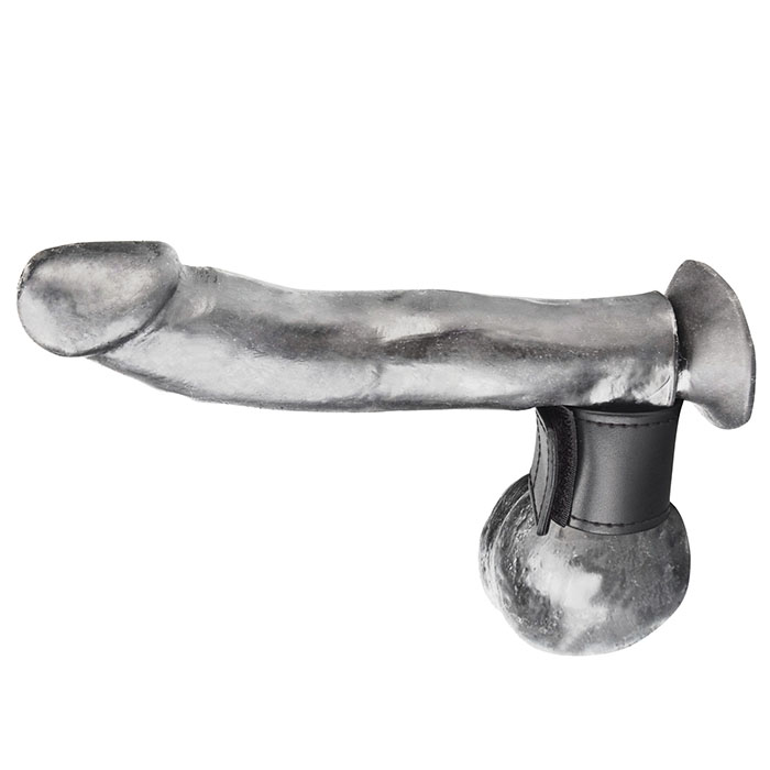 Хомут-утяжка для мошонки из искусственной кожи на липучке VELCRO BALL STRETCHER- 4 см. - фото 138819