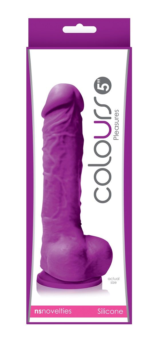 Фиолетовый фаллоимитатор на присоске Colours Pleasures 5 Dildo - 17,8 см. - фото 185117