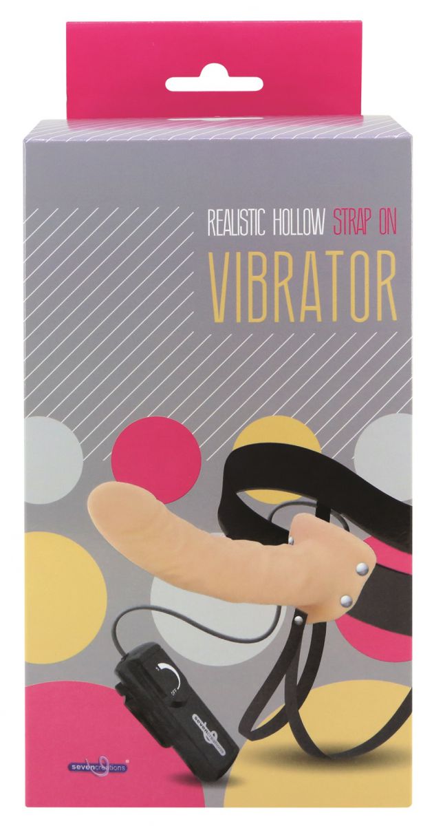 Полый страпон телесного цвета с встроенным вибратором - 20 см. - фото 139155 Полый страпон телесного цвета с встроенным вибратором - 20 см. - фото 139155