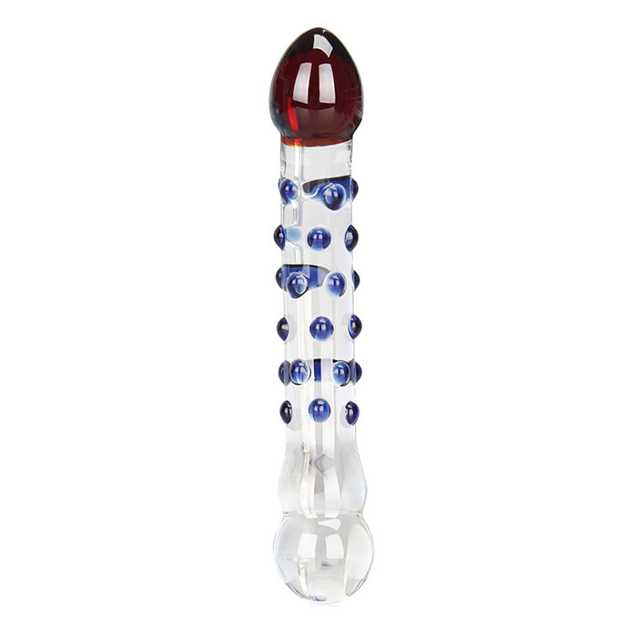 Двусторонний фаллос из стекла Pleasure Dots - 20 см. - фото 139173 Двусторонний фаллос из стекла Pleasure Dots - 20 см. - фото 139173