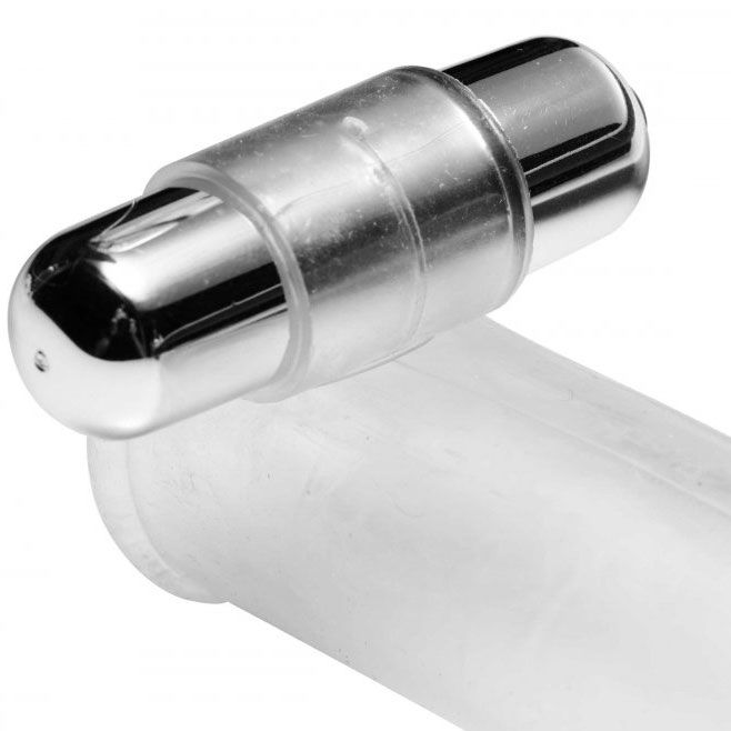 Прозрачная насадка с массажными точками и вибрацией Size Matters - 14 см. - фото 139224