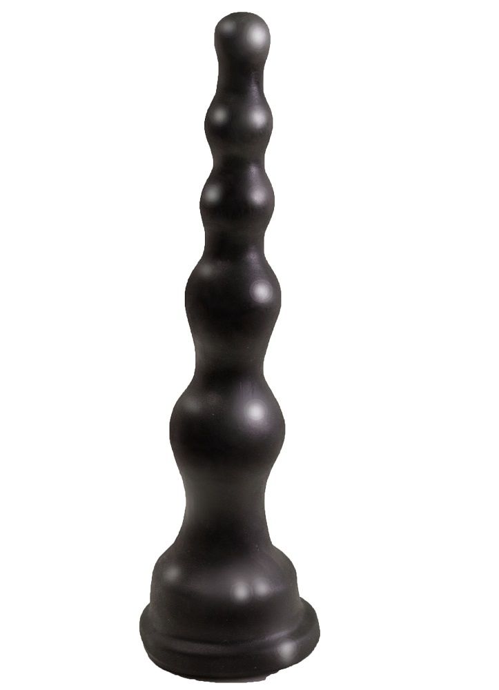 Чёрная анальная ёлочка с ограничительным основанием - 17,5 см. - фото 310248