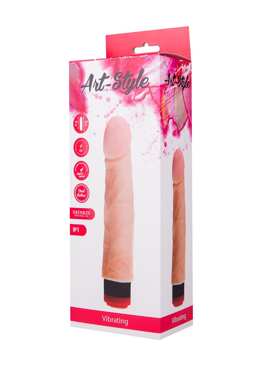 Вибратор с большой розовой головкой ART-Style №1 - 21 см. - фото 139865