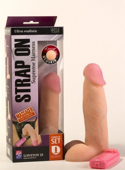 Реалистичный страпон с вибрацией - 19 см. - фото 140027 Реалистичный страпон с вибрацией - 19 см. - фото 140027