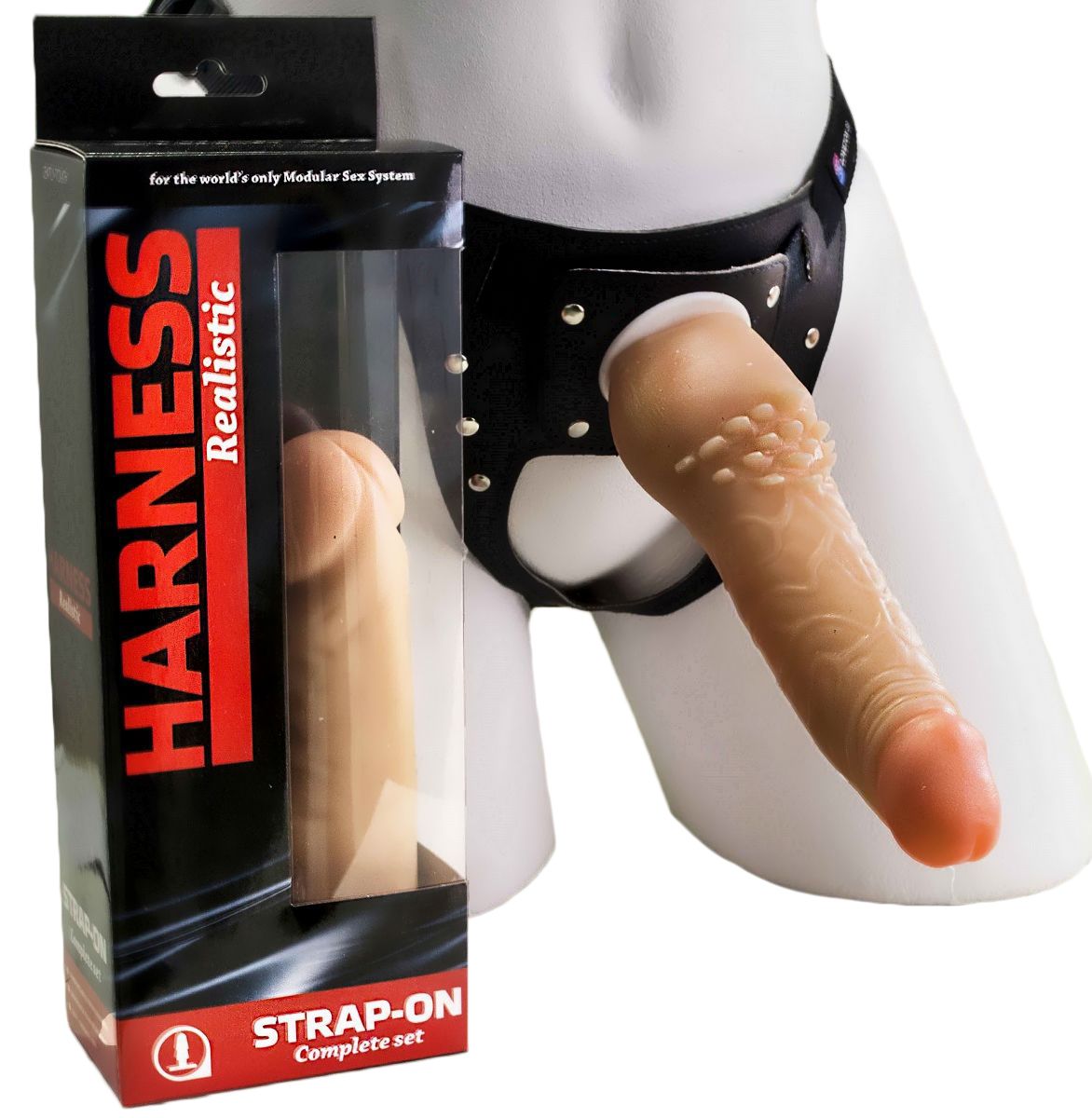 Фаллоимитатор с шипиками на трусиках с плугом - 17,8 см. - фото 140036