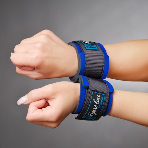 Синие наручники для начинающих с застежками на липучках  - фото 140372