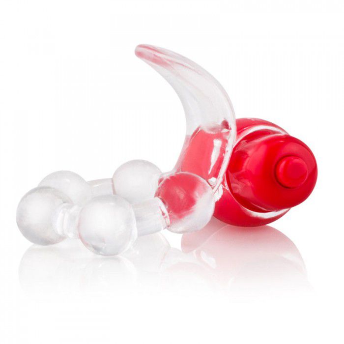 Виброкольцо с язычком и красным виброэлементом Overtime - фото 140849