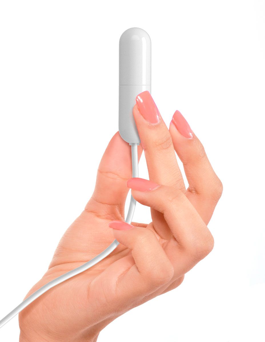 Белая вибропуля с шнуром питания USB - фото 140960