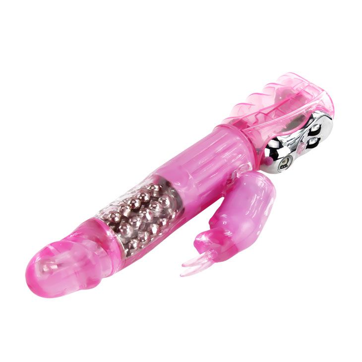 Розовый вибратор-ротатор Rabbit - 26 см. - фото 141211