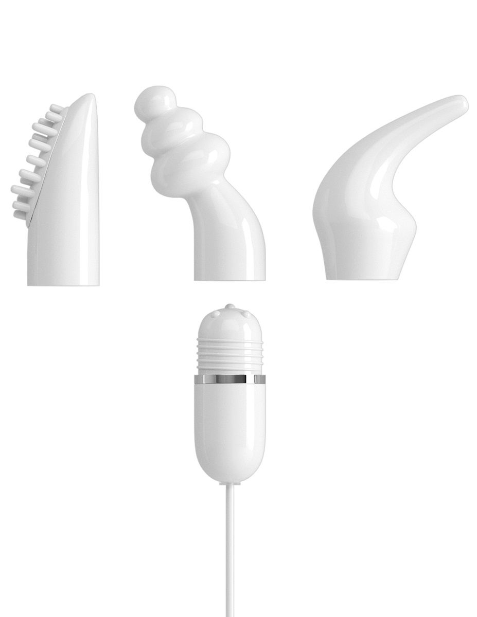 Белый вибромассажер с набором насадок USB MASSAGE KIT на проводе USB - фото 141401 Белый вибромассажер с набором насадок USB MASSAGE KIT на проводе USB - фото 141401