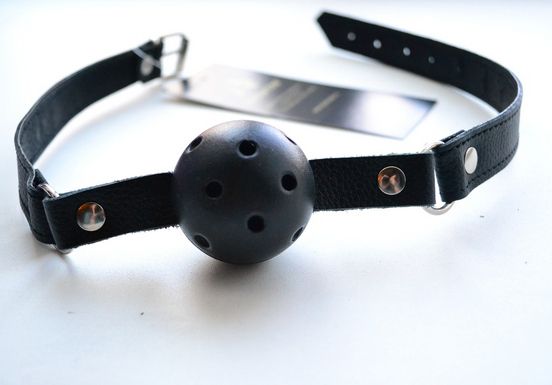 Кожаный кляп с шариком - фото 141609