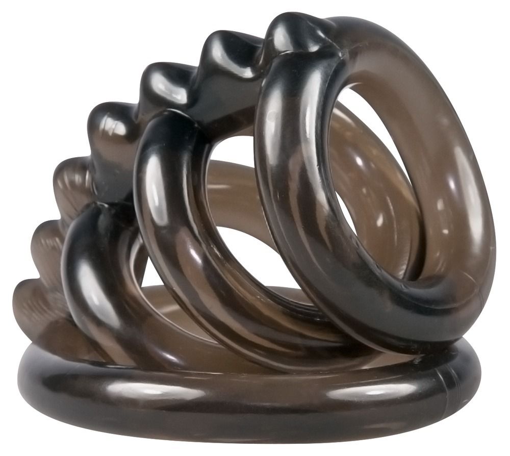 Дымчатая стимулирующая насадка на пенис из 4 колец - 6,5 см. - фото 141678 Дымчатая стимулирующая насадка на пенис из 4 колец - 6,5 см. - фото 141678