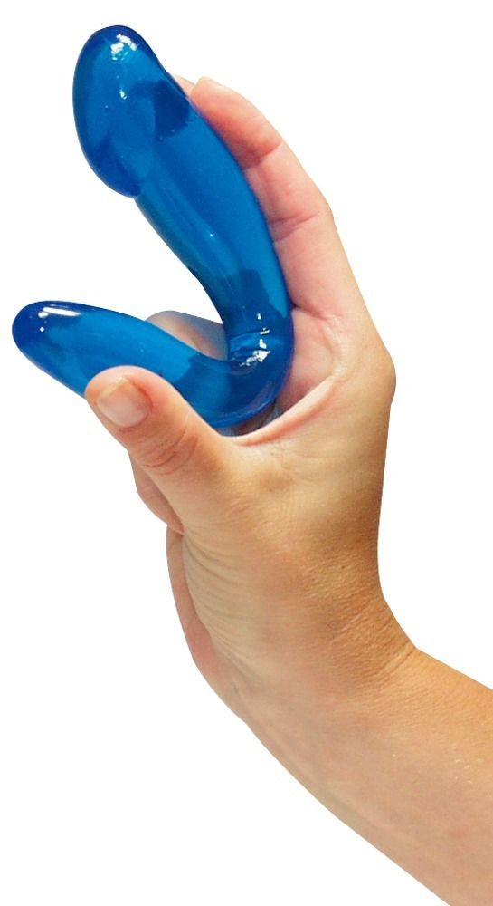 Синий двусторонний фалоиммитатор Galaxia - 18 см. - фото 141760