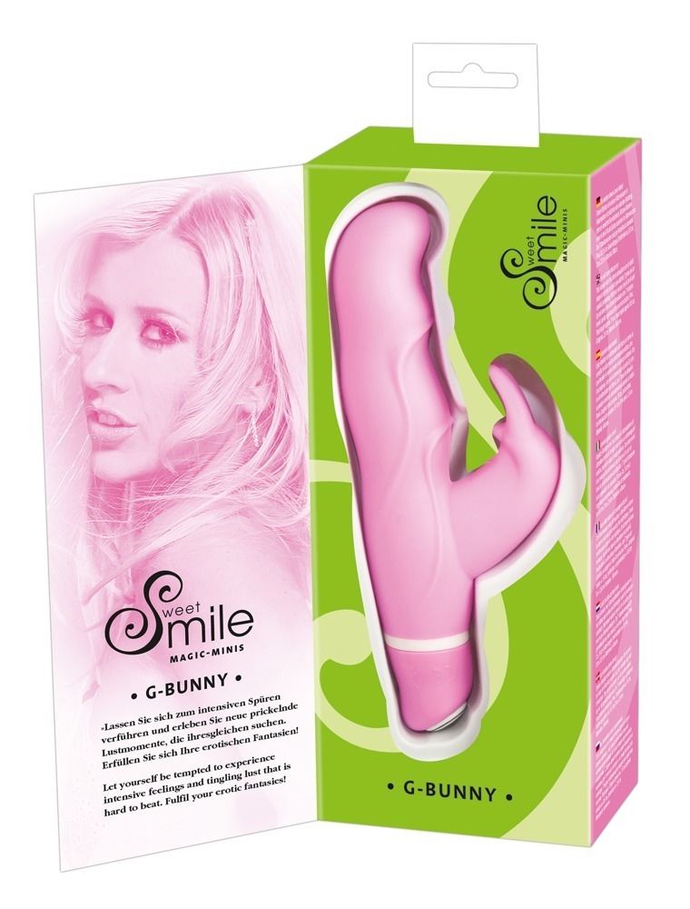 Розовый вибратор Smile Bunny с клиторальным зайчиком - 15 см. - фото 142065 Розовый вибратор Smile Bunny с клиторальным зайчиком - 15 см. - фото 142065