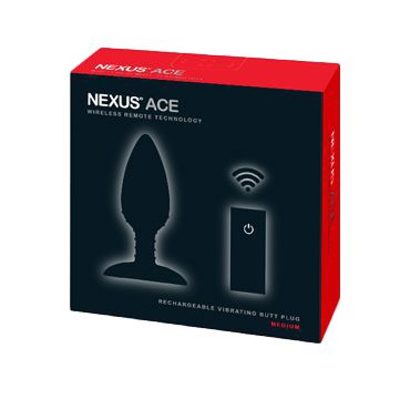 Чёрная вибровтулка NEXUS ACE MEDIUM с дистанционным управлением - 12 см. - фото 142193