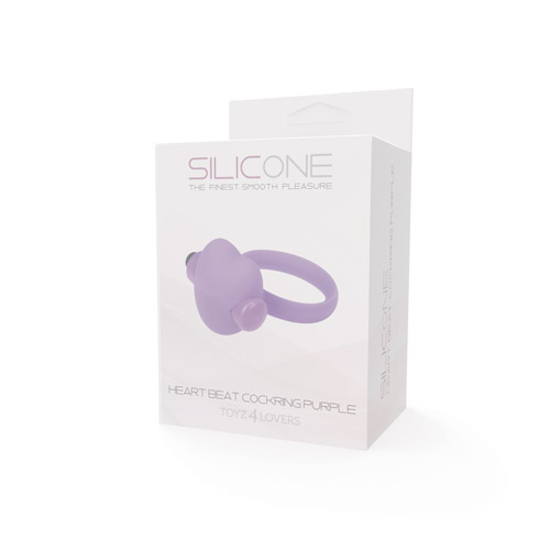 Фиолетовое эрекционное виброкольцо с сердечком HEART BEAT COCKRING SILICONE - фото 142685