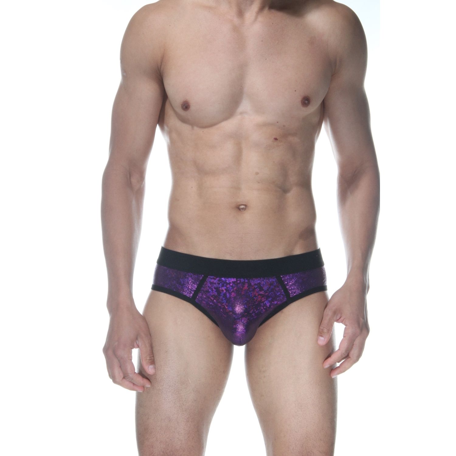 Сексуальные фиолетовые блестящие трусы-джоки 377865 - фото 871933